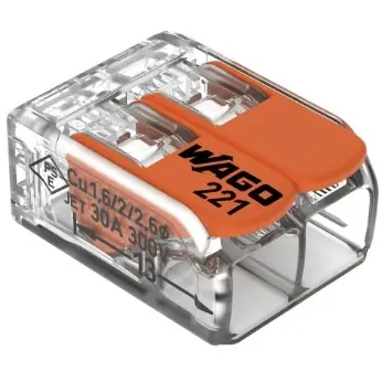 Kabelverbinder, 2-polig, 0,5-6,0 mm², Klemmstellen: 2, orange/transparent, Käfigklemme, 41 A, 221-612 Kracherpreis