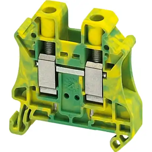 Must-Have Erdungsklemme, 2-polig, 0,2-10 mm², Klemmstellen: 2, grün/gelb, Schraubanschluss, 76 A, NSYTRV102PE