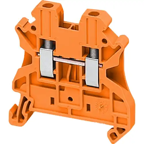 Klemmenleiste, 2-polig, 0,2-2,5 mm², Klemmstellen: 2, orange, Schraubanschluss, 24 A, NSYTRV22AR Kostenloser Versand