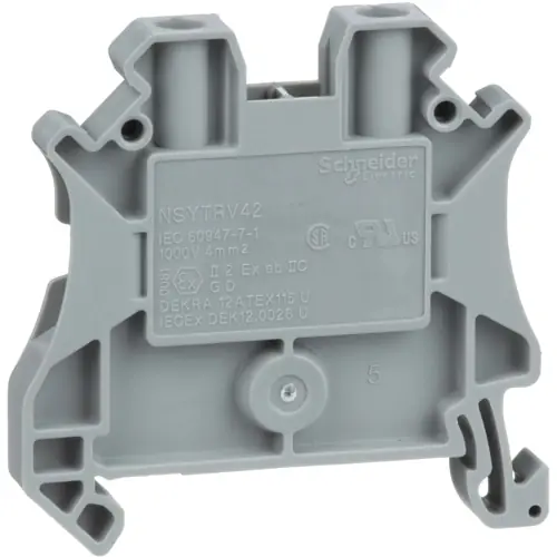 Klemmenleiste, 2-polig, 0,2-4,0 mm², Klemmstellen: 2, grau, Schraubanschluss, 32 A, NSYTRV42 Jetzt Kaufen