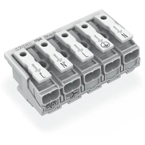 Super-Preis Leuchtenanschlussklemme, 5-polig, 0,5-2,5 mm², weiß, Push-in Drahtanschluss, 24 A, 294-8095/5025-000