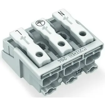 Angebot Netzanschlussklemme, 3-polig, 0,5-2,5 mm², Klemmstellen: 15, weiß, Push-in Drahtanschluss, 24 A, 294-4013