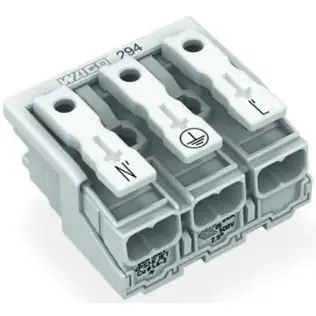 Netzanschlussklemme, 3-polig, 0,5-2,5 mm², Klemmstellen: 15, weiß, Push-in Drahtanschluss, 24 A, 294-4023 Neue Kollektion