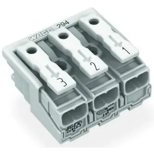 Netzanschlussklemme, 3-polig, 0,5-2,5 mm², Klemmstellen: 15, weiß, Push-in Drahtanschluss, 24 A, 294-4043 Kostenloser Versand
