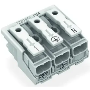 Netzanschlussklemme, 3-polig, 0,5-2,5 mm², Klemmstellen: 15, weiß, Push-in Drahtanschluss, 24 A, 294-4053 Gratis Versand