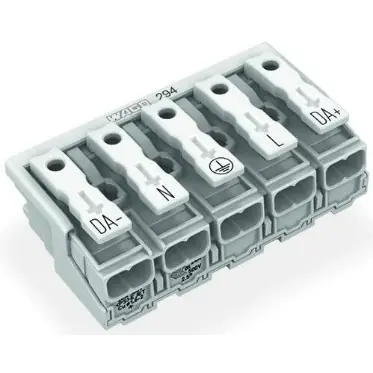 Netzanschlussklemme, 5-polig, 0,5-2,5 mm², Klemmstellen: 10, weiß, Push-in Drahtanschluss, 24 A, 294-4075 Echt