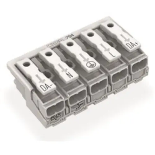 Aktuell Netzanschlussklemme, 5-polig, 0,5-2,5 mm², Klemmstellen: 25, weiß, Push-in Drahtanschluss, 24 A, 294-4095/5025-000