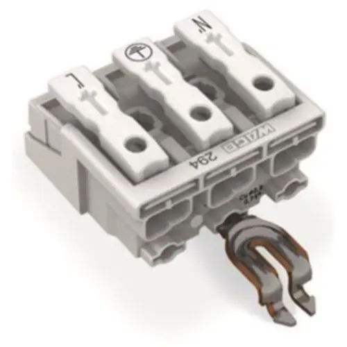 Netzanschlussklemme, 3-polig, 0,5-2,5 mm², Klemmstellen: 15, weiß, Push-in Drahtanschluss, 24 A, 294-4323 Sichere Zahlung