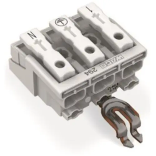 Netzanschlussklemme, 3-polig, 0,5-2,5 mm², Klemmstellen: 15, weiß, Push-in Drahtanschluss, 24 A, 294-4353 Neue Kollektion