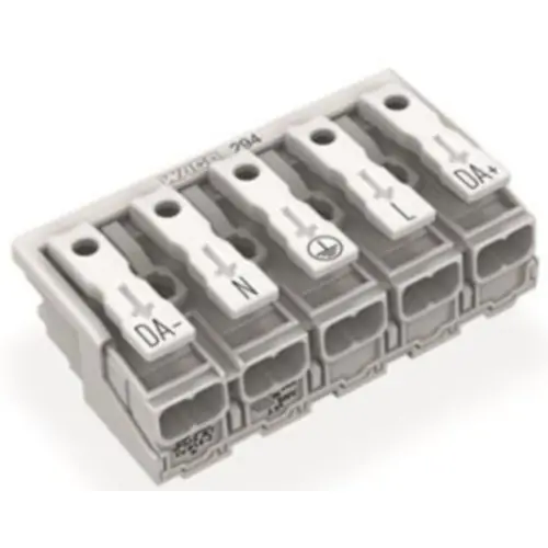 Netzanschlussklemme, 5-polig, 0,5-2,5 mm², Klemmstellen: 25, weiß, Push-in Drahtanschluss, 24 A, 294-5075 Top-Seller