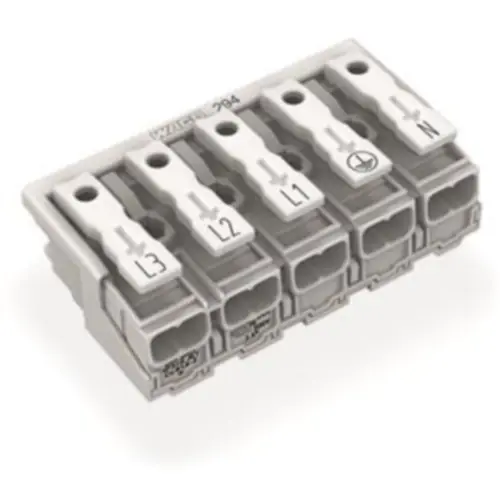Netzanschlussklemme, 5-polig, 0,5-2,5 mm², Klemmstellen: 25, weiß, Push-in Drahtanschluss, 24 A, 294-5095/5026-000 Kostenfreie Lieferung