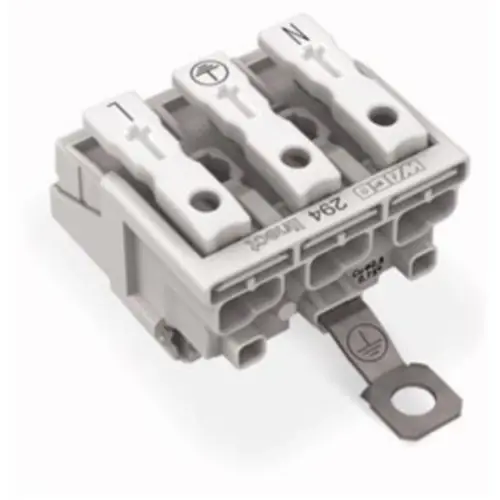Netzanschlussklemme, 3-polig, 0,5-2,5 mm², Klemmstellen: 4, weiß, Push-in Drahtanschluss, 24 A, 294-8413 Angebot