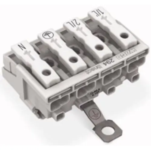 Netzanschlussklemme, 4-polig, 0,5-2,5 mm², Klemmstellen: 4, weiß, Push-in Drahtanschluss, 24 A, 294-8424 Kostenloser Versand