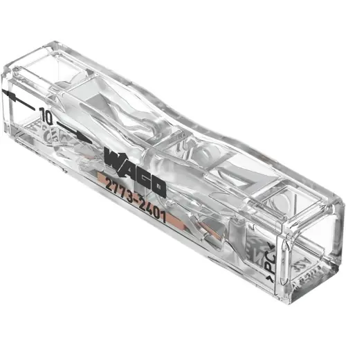 Schneller Versand Durchgangsverbinder, 1-polig, 0,75-4,0 mm², Klemmstellen: 2, transparent, Push-in Drahtanschluss, 32 A, 2773-2401