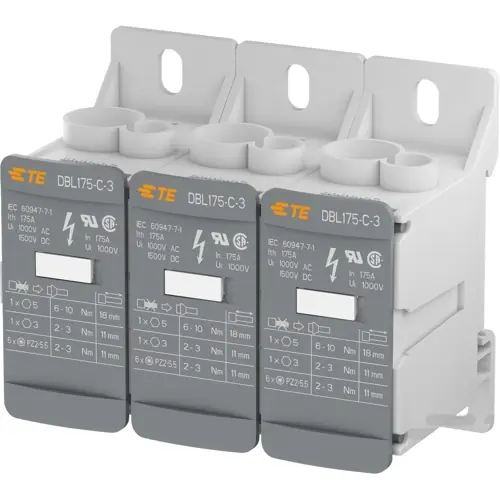 Neue Ware Anschlussblock, 3-polig, 16-70 mm², AWG 6-2/0, 175 A, 1500 V, Schraubanschluss, 1SNL317531R0000