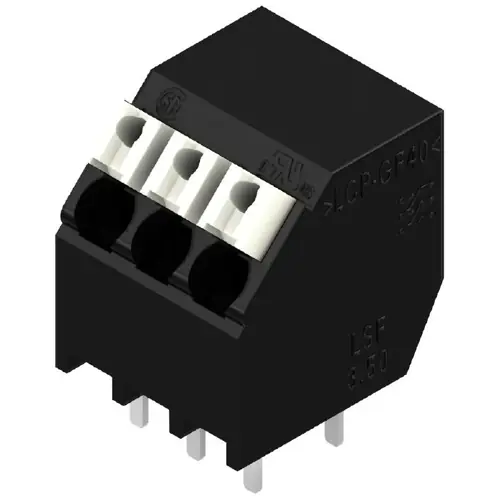 Geprüft Leiterplattenklemme, 3-polig, RM 3.5 mm, 0,13-1,5 mm², 10 A, Federklemmanschluss, schwarz, 1885660000