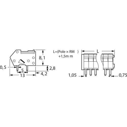Leiterplattenklemme, 12-polig, RM 2.5 mm, 0,08-0,5 mm², 6 A, Käfigklemme, grau, 218-112 Neuheit