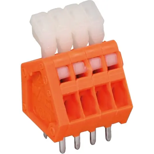 Leiterplattenklemme, 4-polig, RM 2.54 mm, 0,08-0,5 mm², 6 A, Käfigklemme, orange, 233-504 Versand Am Gleichen Tag