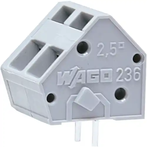 Jetzt Kaufen Leiterplattenklemme, 2-polig, RM 5 mm, 0,08-2,5 mm², 24 A, Käfigklemme, grau, 236-102