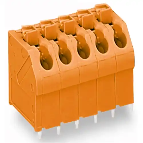 Schnäppchen Leiterplattenklemme, 5-polig, RM 5 mm, 0,5-1,5 mm², 17.5 A, Push-in Käfigklemme, orange, 250-505/000-012