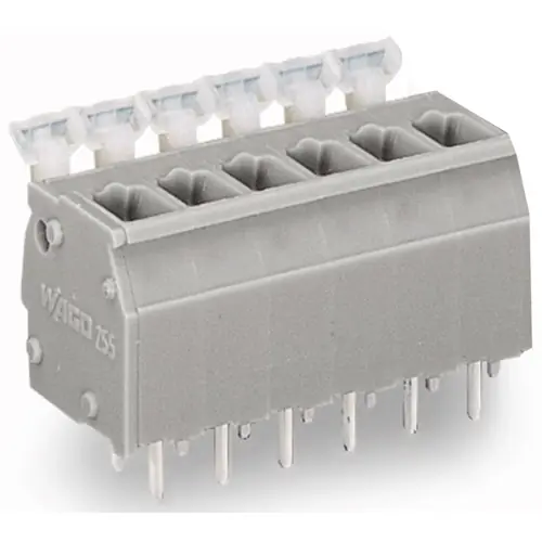 Leiterplattenklemme, 6-polig, RM 5 mm, 0,08-2,5 mm², 24 A, Käfigklemme, grau, 255-406 Meistverkauft