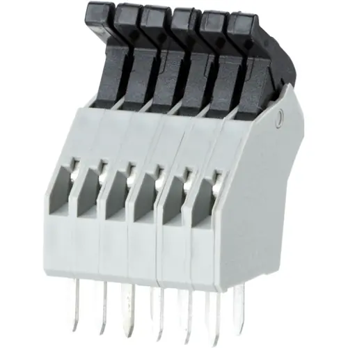 Neue Kollektion Leiterplattenklemme, 4-polig, RM 2.5 mm, 0,08-0,5 mm², 8 A, Federklemmanschluss, grau, AST0410404