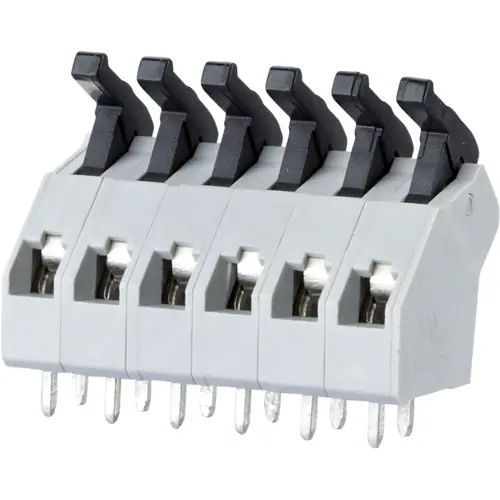 Leiterplattenklemme, 2-polig, RM 5 mm, 0,08-1,0 mm², 12 A, Federklemmanschluss, grau, AST0450204 Abverkauf