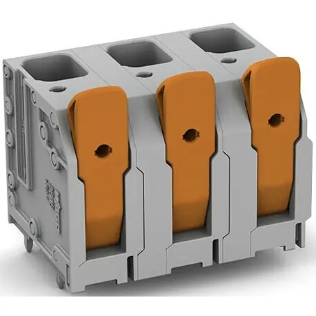 Leiterplattenklemme, 6-polig, RM 15 mm, 16 mm², 76 A, Push-in Käfigklemme, grau, 2616-3356 Neuheit