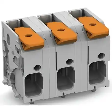 Preisreduziert Leiterplattenklemme, 4-polig, RM 12.5 mm, 6,0 mm², 41 A, Push-in Käfigklemme, grau, 2606-1354