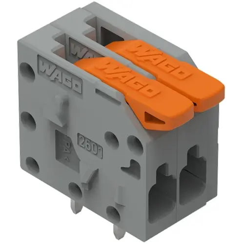 Leiterplattenklemme, 2-polig, RM 3.5 mm, 1,5 mm², 17.5 A, Push-in Käfigklemme, grau, 2601-1102 Kracherpreis