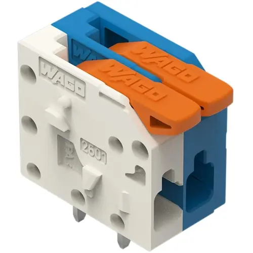 Sale Leiterplattenklemme, 2-polig, RM 3.5 mm, 1,5 mm², 17.5 A, Push-in Käfigklemme, weiß/blau, 2601-1102/987-100