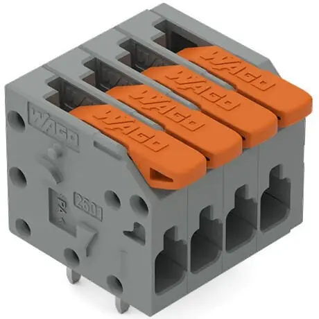 Leiterplattenklemme, 4-polig, RM 3.5 mm, 1,5 mm², 10 A, Push-in Käfigklemme, grau, 2601-1104 Kostenloser Rückversand