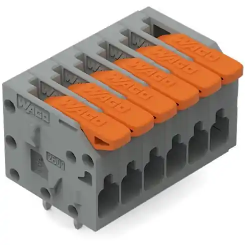 Online Kaufen Leiterplattenklemme, 6-polig, RM 3.5 mm, 1,5 mm², 10 A, Push-in Käfigklemme, grau, 2601-1106