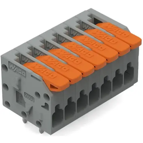 Leiterplattenklemme, 7-polig, RM 3.5 mm, 1,5 mm², 10 A, Push-in Käfigklemme, grau, 2601-1107 Jetzt Bestellen