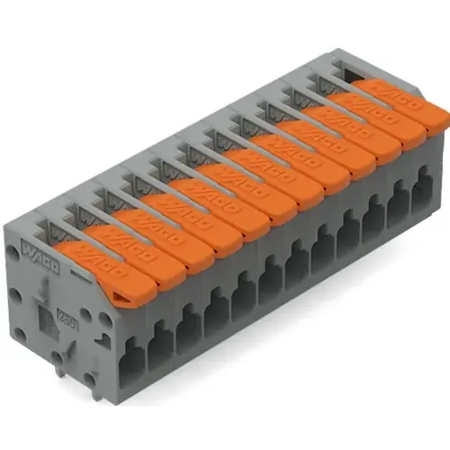 Letzte Chance Leiterplattenklemme, 12-polig, RM 3.5 mm, 1,5 mm², 17.5 A, Push-in Käfigklemme, grau, 2601-1112