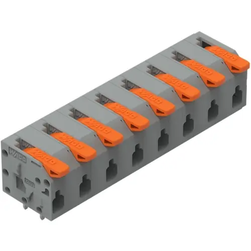 Markenware Leiterplattenklemme, 8-polig, RM 7.5 mm, 1,5 mm², 17.5 A, Push-in Käfigklemme, grau, 2601-1308