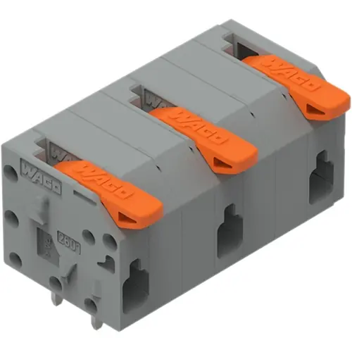 Leiterplattenklemme, 3-polig, RM 11.5 mm, 1,5 mm², 17.5 A, Push-in Käfigklemme, grau, 2601-1503 Finale Aktion