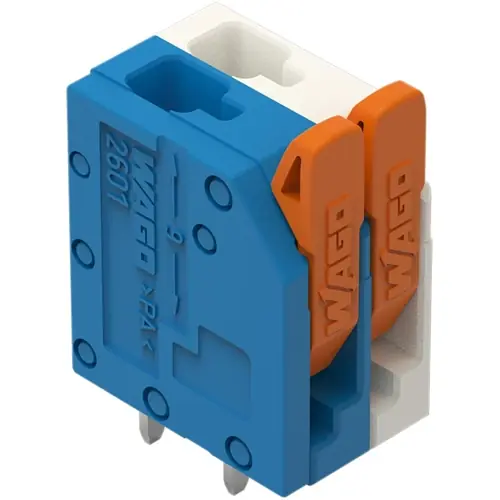 Leiterplattenklemme, 2-polig, RM 3.5 mm, 1,5 mm², 17.5 A, Push-in Käfigklemme, weiß/blau, 2601-3102/987-100 Direktkauf