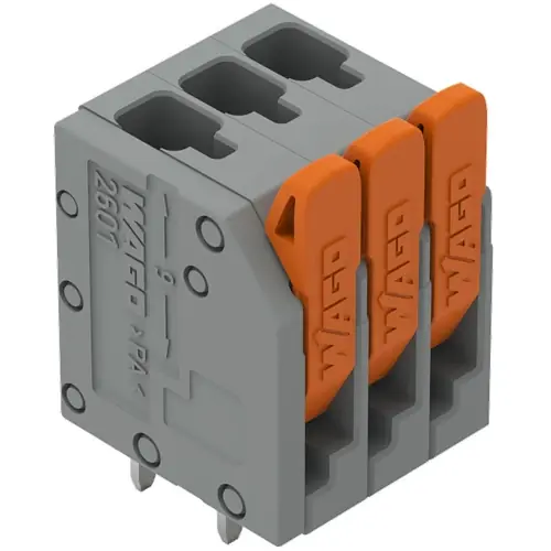 Leiterplattenklemme, 3-polig, RM 3.5 mm, 1,5 mm², 17.5 A, Push-in Käfigklemme, grau, 2601-3103 Wochenendangebot