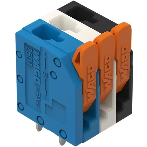 Leiterplattenklemme, 3-polig, RM 3.5 mm, 1,5 mm², 17.5 A, Push-in Käfigklemme, mehrfarbig, 2601-3103/987-100 Neue Kollektion