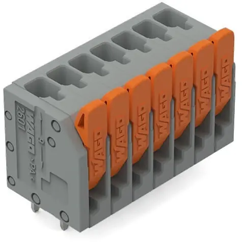 Ausverkauf Leiterplattenklemme, 7-polig, RM 3.5 mm, 1,5 mm², 17.5 A, Push-in Käfigklemme, grau, 2601-3107