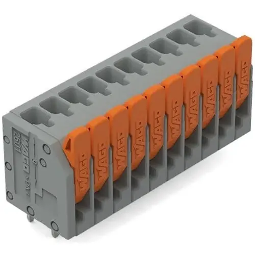 Leiterplattenklemme, 10-polig, RM 3.5 mm, 1,5 mm², 17.5 A, Push-in Käfigklemme, grau, 2601-3110 Preis Gesenkt