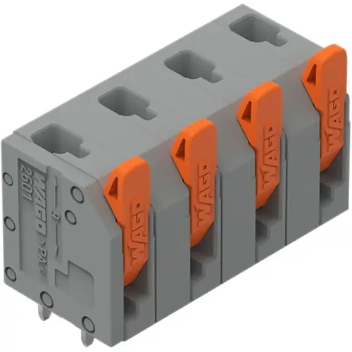 Leiterplattenklemme, 4-polig, RM 7.5 mm, 1,5 mm², 17.5 A, Push-in Käfigklemme, grau, 2601-3304 Kostenfreie Lieferung