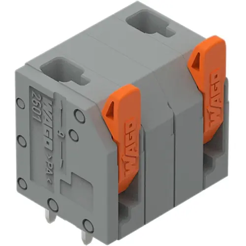 Schneller Versand Leiterplattenklemme, 2-polig, RM 11.5 mm, 1,5 mm², 17.5 A, Push-in Käfigklemme, grau, 2601-3502