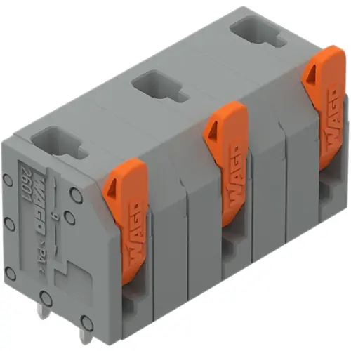 Preisknaller Leiterplattenklemme, 3-polig, RM 11.5 mm, 1,5 mm², 17.5 A, Push-in Käfigklemme, grau, 2601-3503