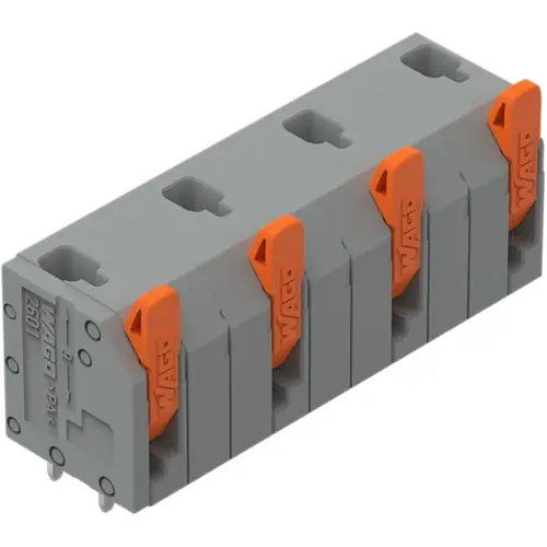 Geprüft Leiterplattenklemme, 4-polig, RM 11.5 mm, 1,5 mm², 17.5 A, Push-in Käfigklemme, grau, 2601-3504