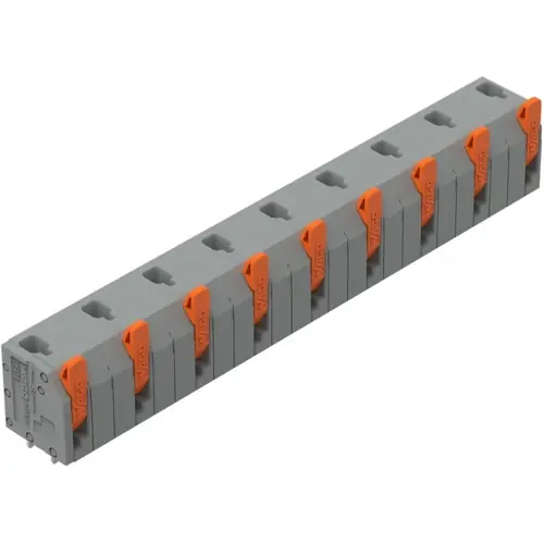 Leiterplattenklemme, 9-polig, RM 11.5 mm, 1,5 mm², 17.5 A, Push-in Käfigklemme, grau, 2601-3509 Zertifiziert