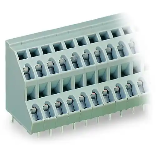 Günstig Leiterplattenklemme, 4-polig, RM 5 mm, 0,08-2,5 mm², 21 A, Käfigklemme, grau, 736-102