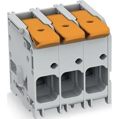 Schneller Versand Leiterplattenklemme, 3-polig, RM 10 mm, 0,75-16 mm², 76 A, Push-in Käfigklemme, grau, 2616-1103/010-000