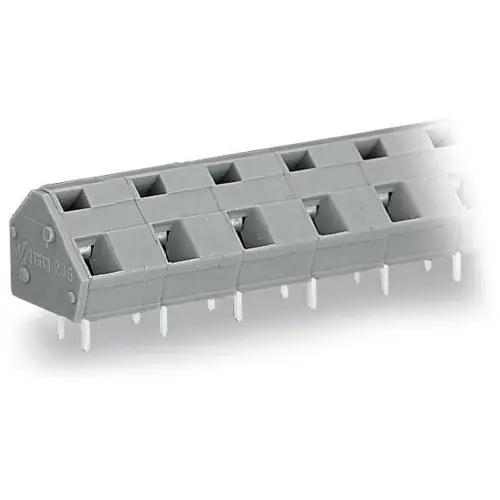 Billig Leiterplattenklemme, 6-polig, RM 10 mm, 0,08-2,5 mm², 16 A, Käfigklemme, lichtgrau, 236-606/332-009/999-950